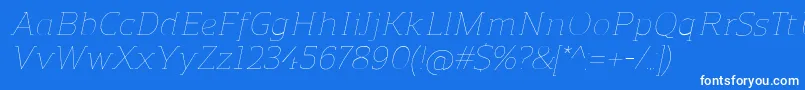 Fonte ReganslabUltralightitalic – fontes brancas em um fundo azul