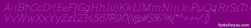 fuente ReganslabUltralightitalic – Fuentes Blancas Sobre Fondo Morado