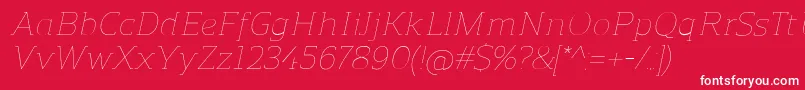 fuente ReganslabUltralightitalic – Fuentes Blancas Sobre Fondo Rojo