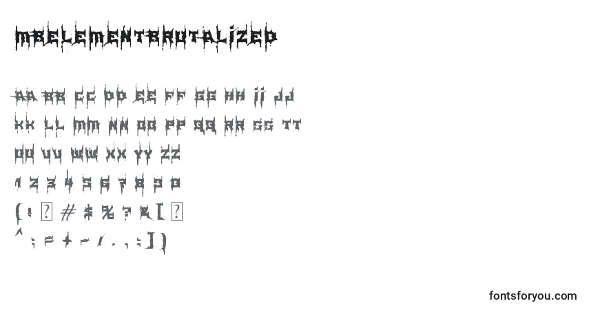 A fonte MbElementBrutalized – alfabeto, números, caracteres especiais