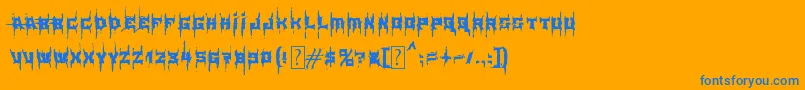 MbElementBrutalized-Schriftart – Blaue Schriften auf orangefarbenem Hintergrund