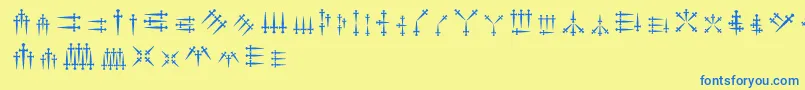 Daggersalphabet Font – Blue Fonts on Yellow Background