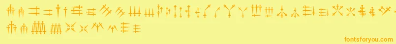 Daggersalphabet Font – Orange Fonts on Yellow Background