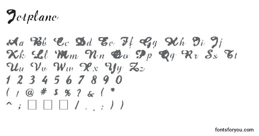 Czcionka Jetplane – alfabet, cyfry, specjalne znaki