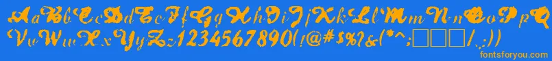 Jetplane-Schriftart – Orangefarbene Schriften auf blauem Hintergrund