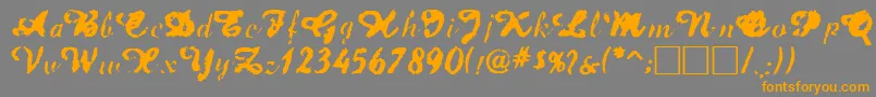 フォントJetplane – オレンジの文字は灰色の背景にあります。
