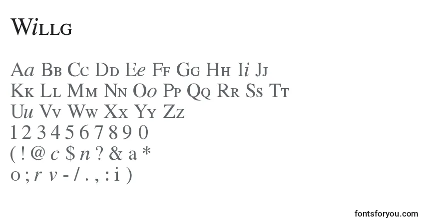 A fonte Willg – alfabeto, números, caracteres especiais
