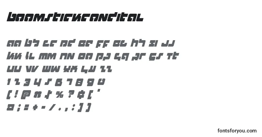 Schriftart Boomstickcondital – Alphabet, Zahlen, spezielle Symbole