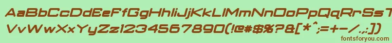 ClassicRobotBoldItalic-fontti – ruskeat fontit vihreällä taustalla