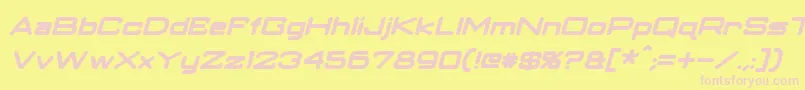 フォントClassicRobotBoldItalic – ピンクのフォント、黄色の背景