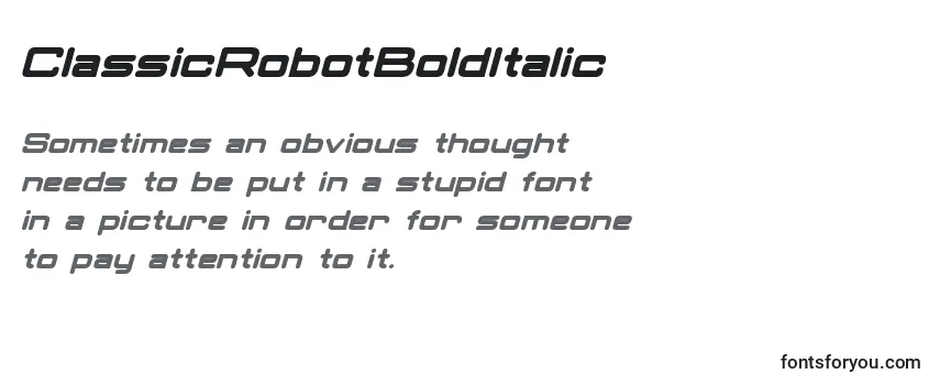 Review of the ClassicRobotBoldItalic Font