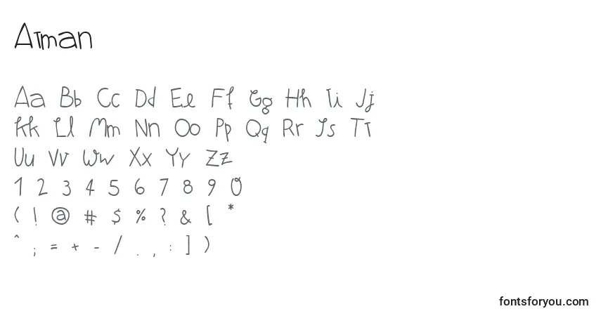 Schriftart Atman – Alphabet, Zahlen, spezielle Symbole