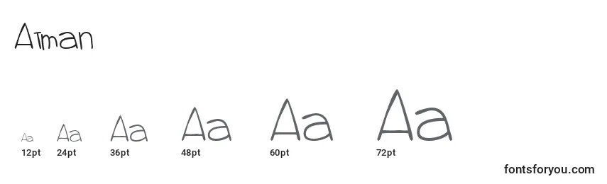 Размеры шрифта Atman