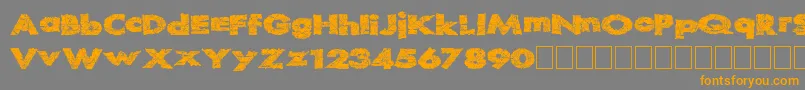 フォントReadystart – オレンジの文字は灰色の背景にあります。
