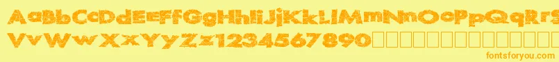 フォントReadystart – オレンジの文字が黄色の背景にあります。