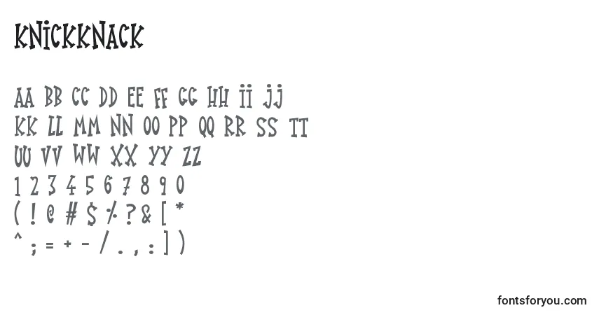 Schriftart KnickKnack – Alphabet, Zahlen, spezielle Symbole