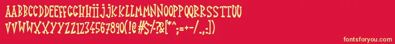 KnickKnack-fontti – keltaiset fontit punaisella taustalla