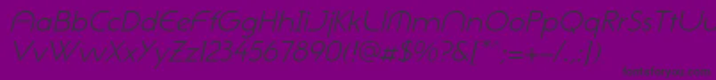 Czcionka NeogothisadfstdLightoblique – czarne czcionki na fioletowym tle