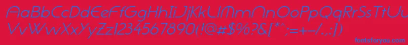 フォントNeogothisadfstdLightoblique – 赤い背景に青い文字