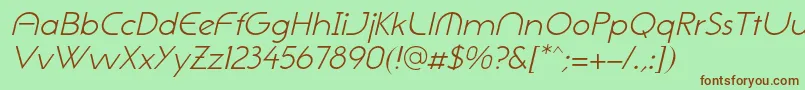 NeogothisadfstdLightoblique-fontti – ruskeat fontit vihreällä taustalla