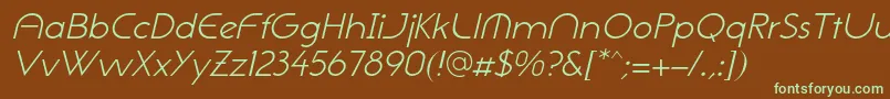 NeogothisadfstdLightoblique Font – Green Fonts on Brown Background