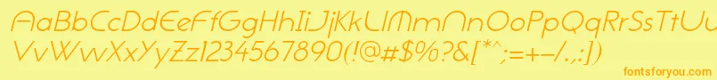NeogothisadfstdLightoblique Font – Orange Fonts on Yellow Background