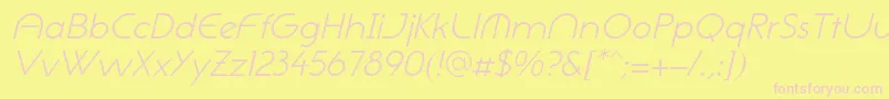 NeogothisadfstdLightoblique-fontti – vaaleanpunaiset fontit keltaisella taustalla