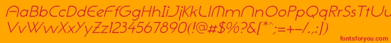 NeogothisadfstdLightoblique Font – Red Fonts on Orange Background
