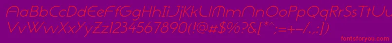 NeogothisadfstdLightoblique Font – Red Fonts on Purple Background