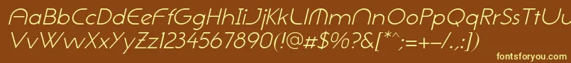 NeogothisadfstdLightoblique-fontti – keltaiset fontit ruskealla taustalla