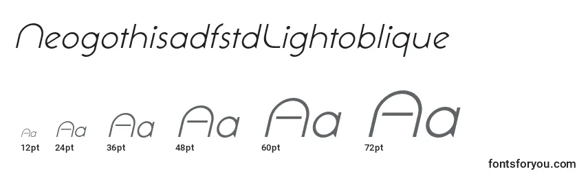 Размеры шрифта NeogothisadfstdLightoblique