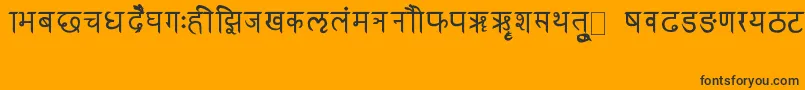 RkSanskrit-Schriftart – Schwarze Schriften auf orangefarbenem Hintergrund