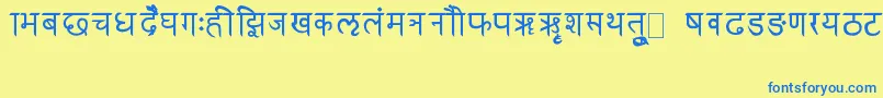 RkSanskrit Font – Blue Fonts on Yellow Background