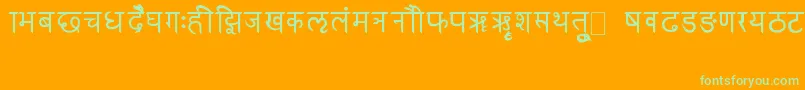 RkSanskrit Font – Green Fonts on Orange Background
