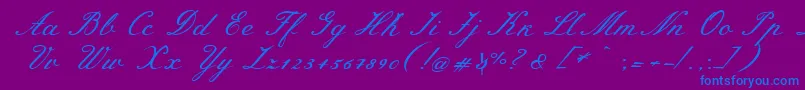 MeiescriptRegular-Schriftart – Blaue Schriften auf violettem Hintergrund