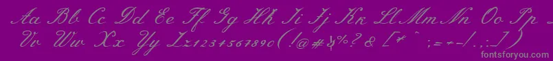 MeiescriptRegular-Schriftart – Graue Schriften auf violettem Hintergrund
