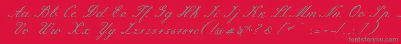 フォントMeiescriptRegular – 赤い背景に灰色の文字