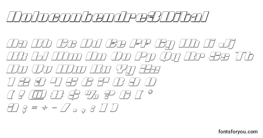 Czcionka Nolocontendre3Dital – alfabet, cyfry, specjalne znaki