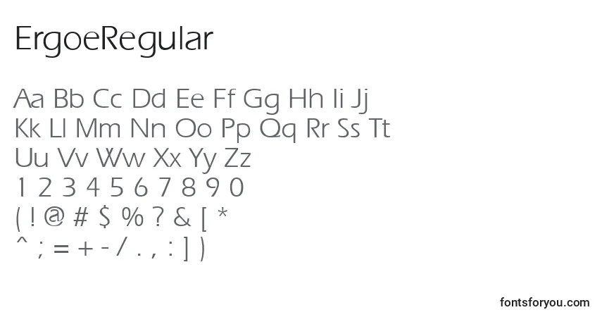 Schriftart ErgoeRegular – Alphabet, Zahlen, spezielle Symbole