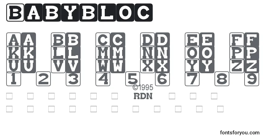 A fonte Babybloc – alfabeto, números, caracteres especiais