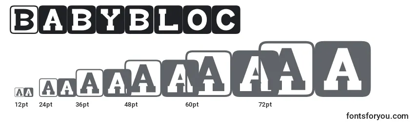 Размеры шрифта Babybloc