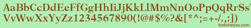 NewAsterLtSemiBold-Schriftart – Braune Schriften auf grünem Hintergrund