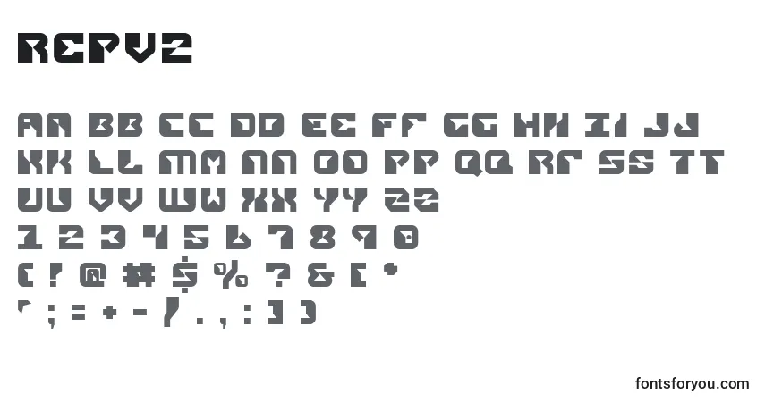 A fonte Repv2 – alfabeto, números, caracteres especiais