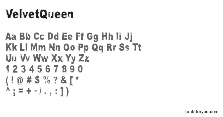 Czcionka VelvetQueen – alfabet, cyfry, specjalne znaki