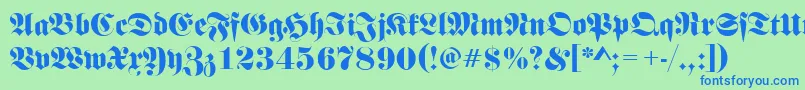FrakturRegular Font – Blue Fonts on Green Background