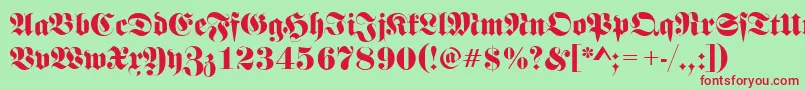 FrakturRegular Font – Red Fonts on Green Background