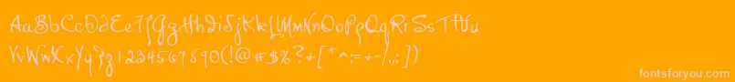 P22HopperJosephine-Schriftart – Rosa Schriften auf orangefarbenem Hintergrund