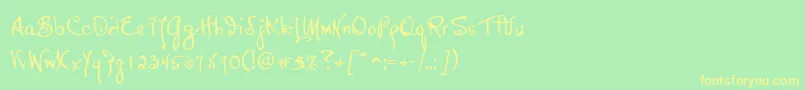 フォントP22HopperJosephine – 黄色の文字が緑の背景にあります