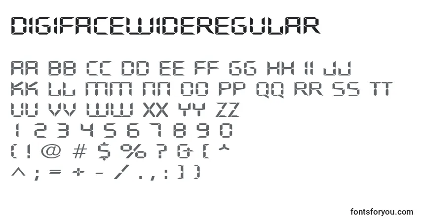 Шрифт DigifacewideRegular – алфавит, цифры, специальные символы