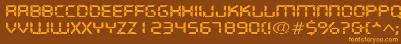 フォントDigifacewideRegular – オレンジ色の文字が茶色の背景にあります。